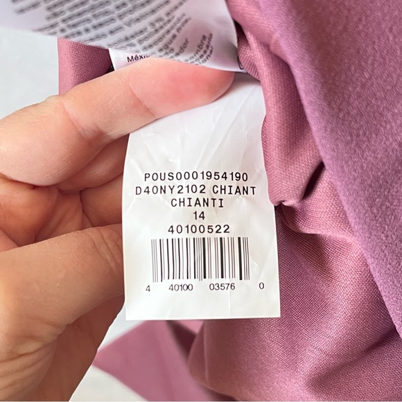 Oleg Cassini Women Size 14 Knee Length Crepe Dress with Cascade Chianti Wedding - Picture 11 of 11